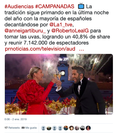 Anne Igartiburu y Roberto Leal repiten este año como presentadores de las Campanadas en TVE