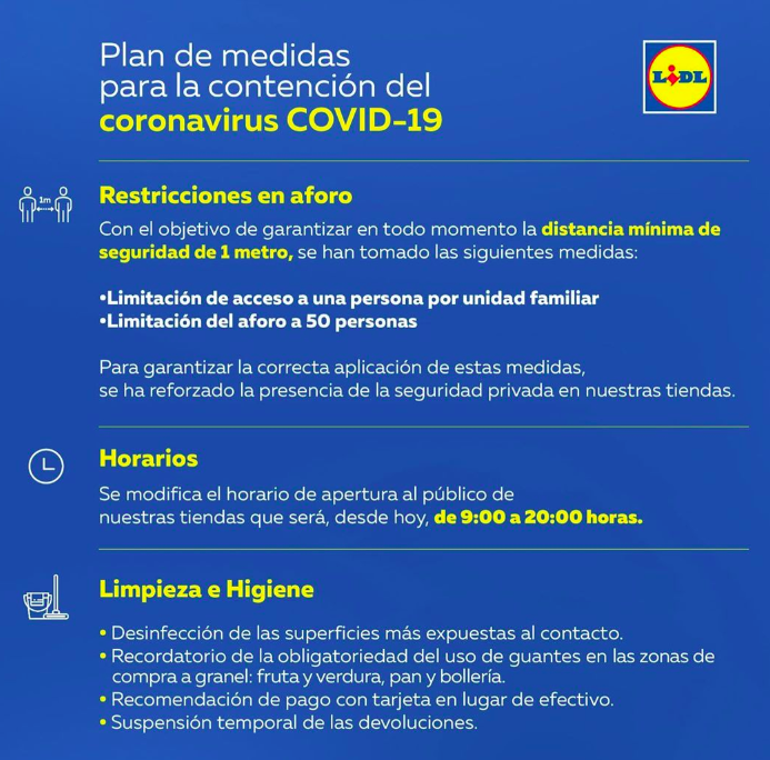 Medidas #Covid19 Lidl